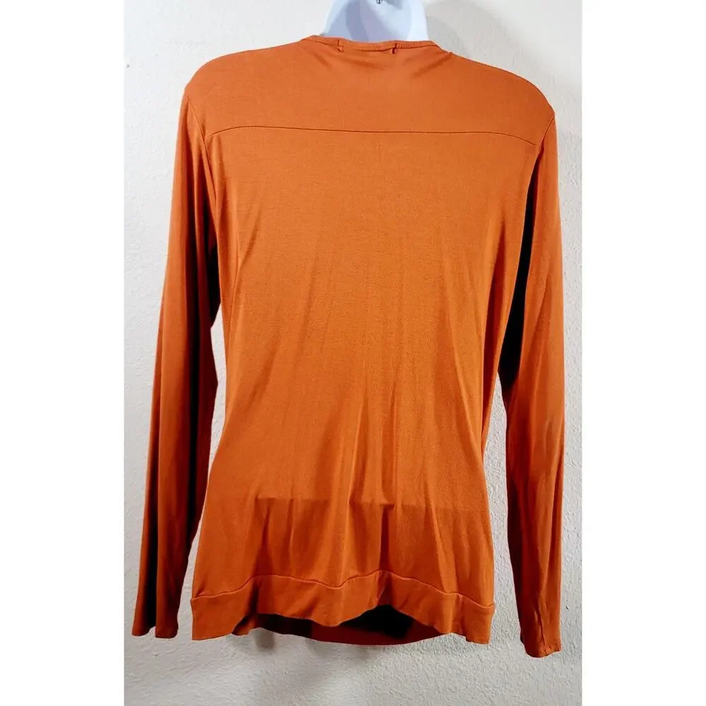 Michael Kors Persimmon Orange Crisscross  Pleated Bodice Top Medium Lightweight